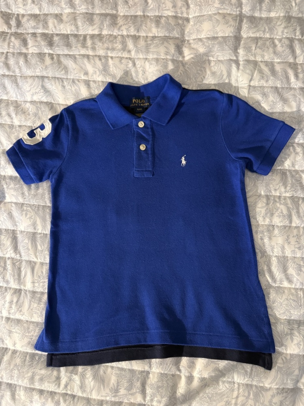 Polo by Ralph Lauren Boys' Blue Short-Sleeve Polo with White Pony